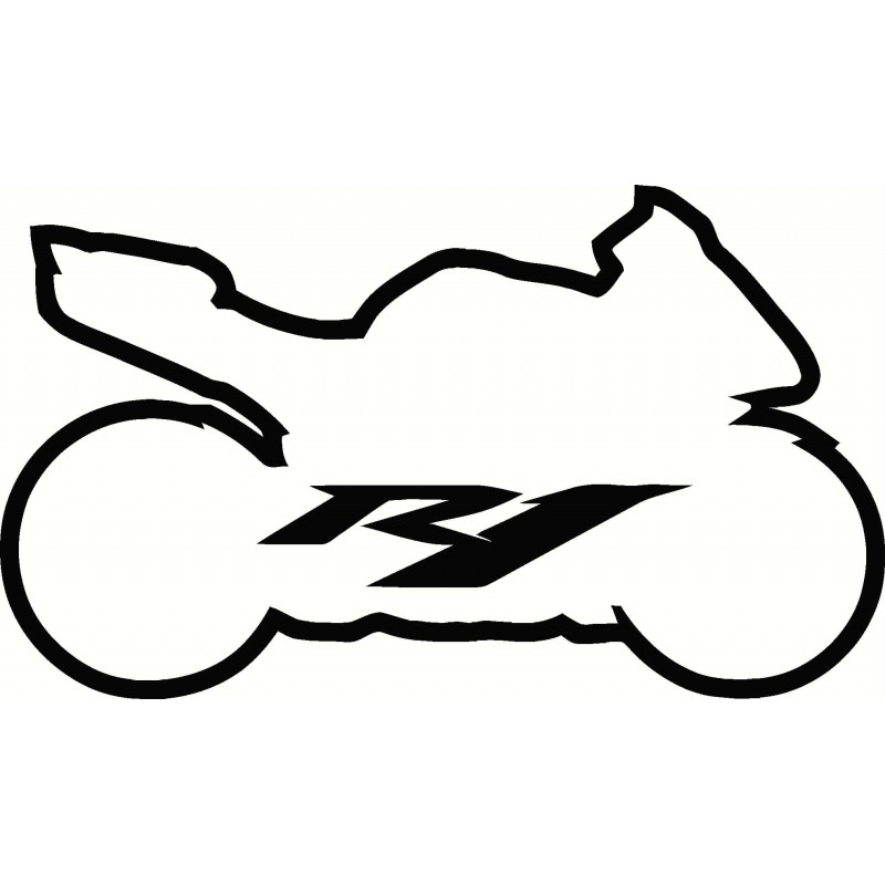 Yamaha R1 Sport Bike Logo Outline